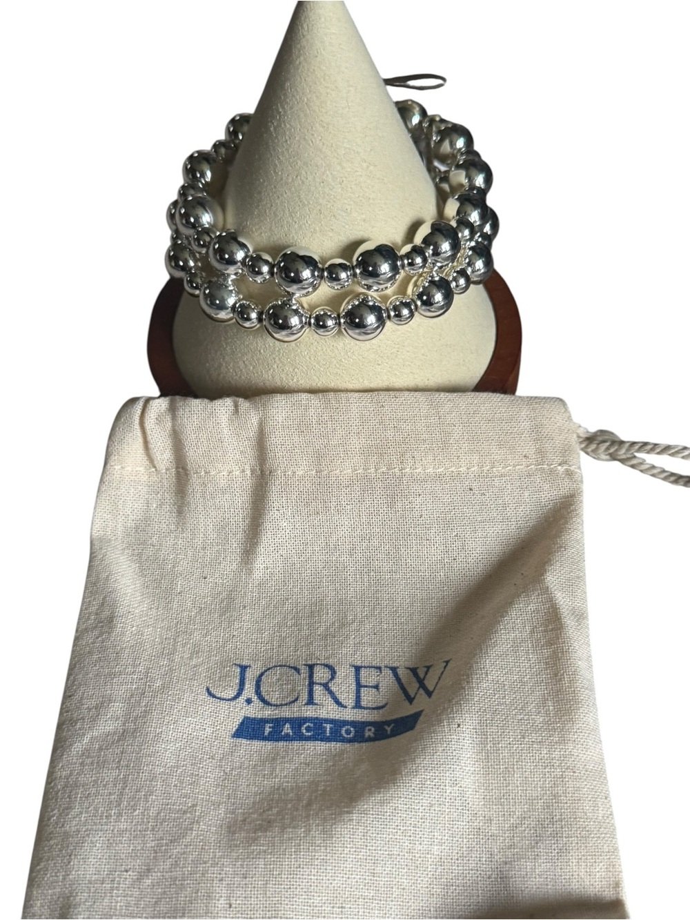 J. Crew Silver Beaded Stretch Bracelet Set NWT